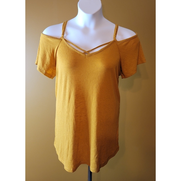 torrid Tops - TORRID MIN YLW RIB STRAPPY CLD SHLDR SIZE 1